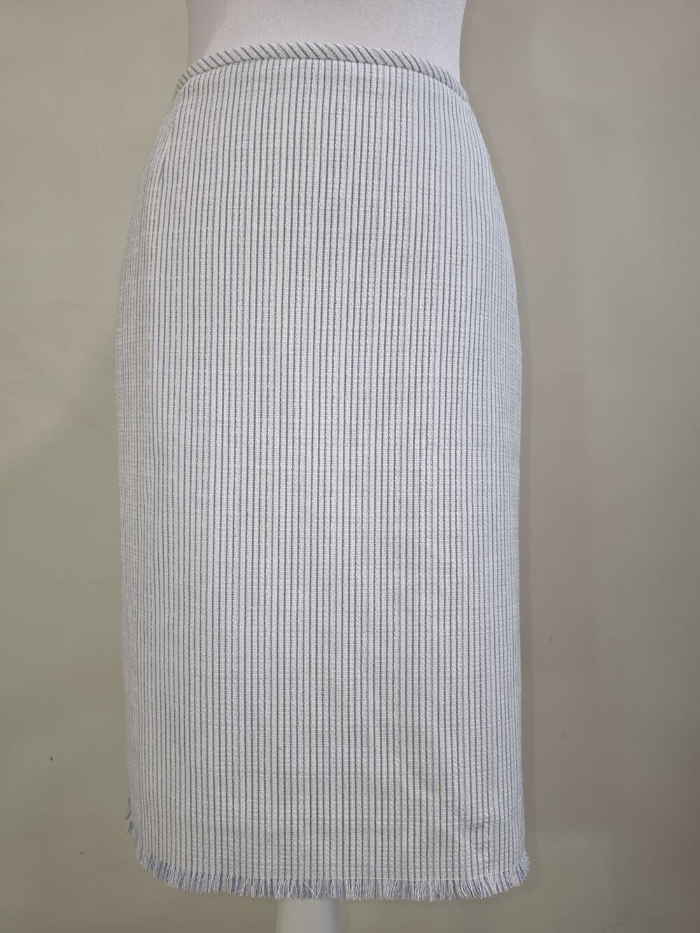 Preston & York NWT Size 8 Blue White Seersucker Pinstripe Straight Skirt